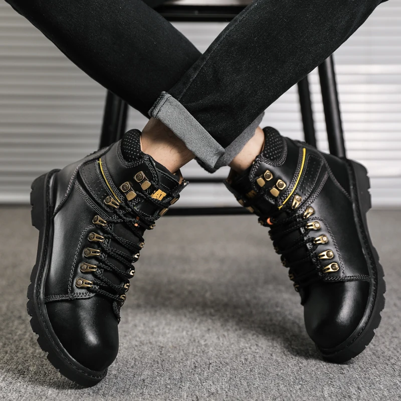 Martin Μπότες των Ανδρών Γνήσιο Δέρμα Υψηλής ποιότητας Προστασία Ποδιών Αντι-συντριβή της Εργασίας Ασφάλισης Workwear Μπότες Χειμώνα Πεζοπορία Παπούτσια