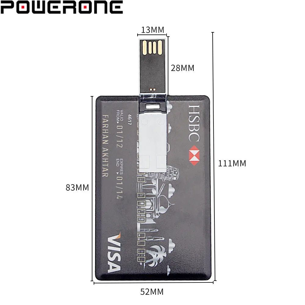 POWERONE Αδιάβροχο USB Flash Drive 64GB Έξοχη Λεπτή Κίνηση Μανδρών Πιστωτικών Καρτών, 32GB Κάρτα της Τράπεζας Διαμορφώστε το Ραβδί Μνήμης 16GB Pendrives 8GB