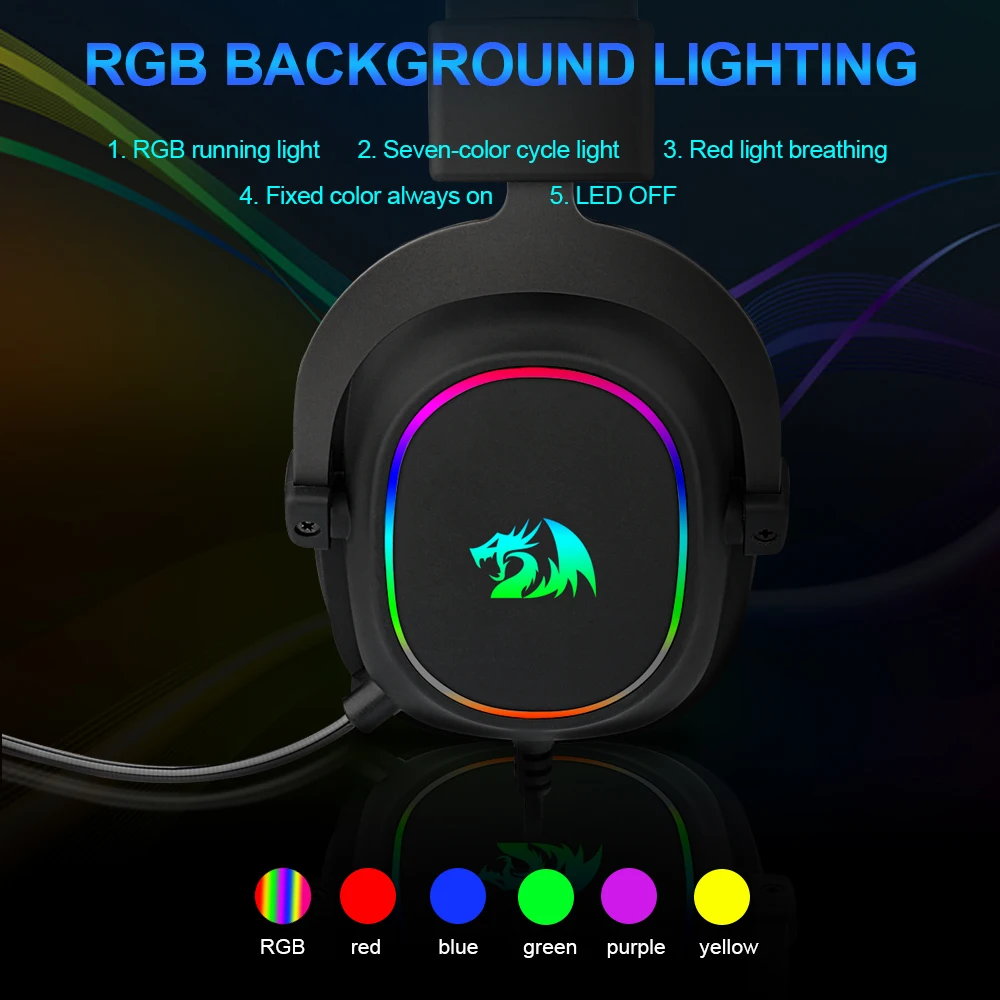 REDRAGON ΔΊΑ X H510 RGB Gaming USB Ακουστικά ακύρωσης Θορύβου, 7.1 Surround τον Υπολογισμό ακουστικά Ακουστικά Μικρόφωνο για PC, PS4