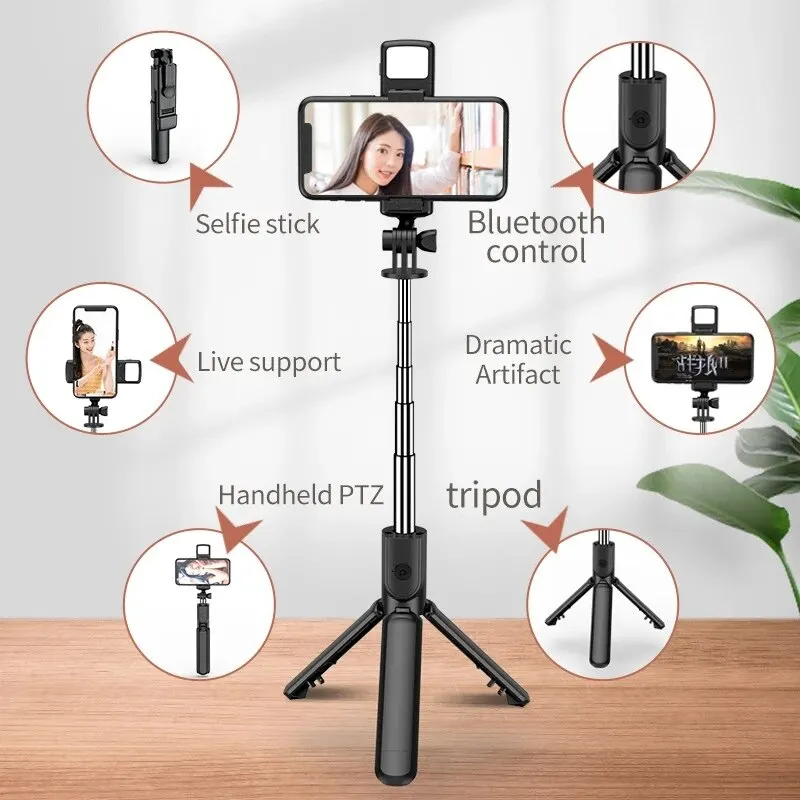 Selfie Stick Τρίποδο 68cm 10m Bluetooth Wireless Remote Γεμίσει Φως, με δυνατότητα Επέκτασης Φορητό Τηλέφωνο και το Live Streaming Βίντεο Εγγραφής