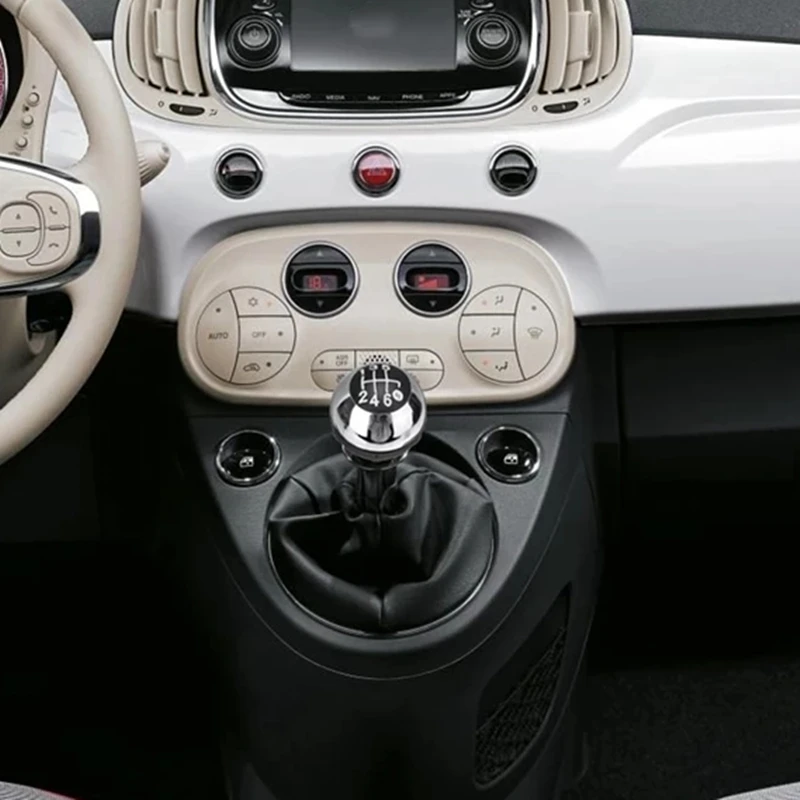 Styling αυτοκίνητο Εγχειρίδιο 5/6 Ταχύτητα Gear Shift Knob Μοχλό Sitck Δέρματος Γκέτα Εκκίνησης τη Dust-proof Κάλυψη Περίπτωσης Για το Fiat 500 500C 2007-2018