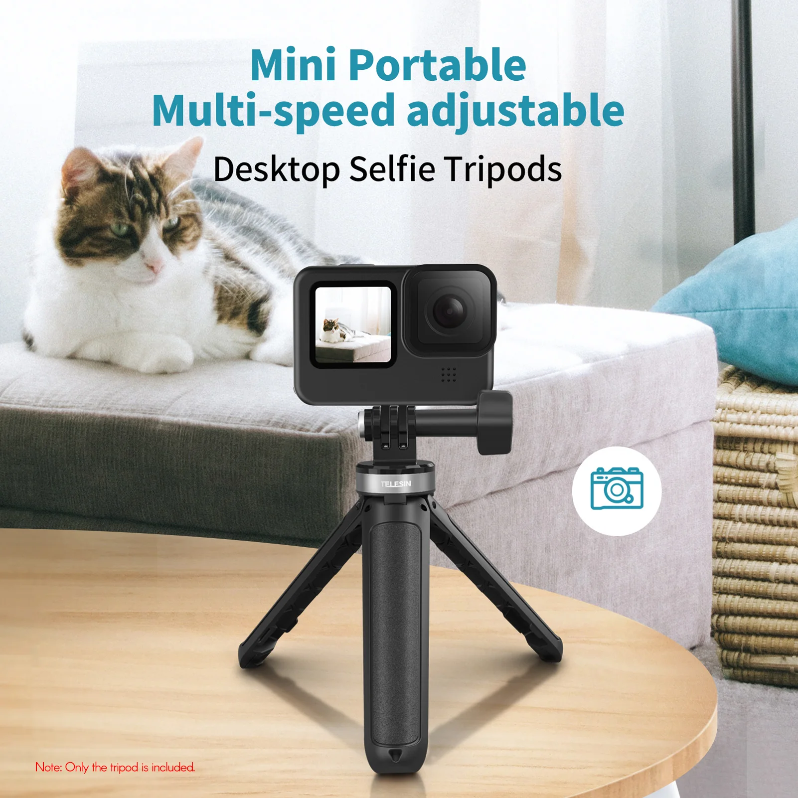 TELESIN GP-MNP-092-X Mini Action Camera με δυνατότητα Επέκτασης Selfie Stick Τρίποδο Φωτογραφίας επιτραπέζια βάση για την GoPro/ Insta360 Ένα R