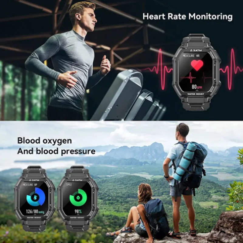 Vesmatity 1.69 Ίντσας 3ATM IP68 Αδιάβροχο Έξυπνο Ρολόι Άνδρες Γυναίκες Fitness Tracker Υπαίθριων Αθλητικών Smartwatch Όργανο ελέγχου Πίεσης του Αίματος