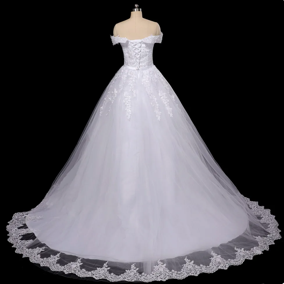 Vestido De Noiva Μαργαριτάρια Δαντελλών Γαμήλιων Φορεμάτων Ρόμπα Princess Γάμος Συν Μέγεθος Μακρύ Τραίνο Νυφικές Γαμήλιες Εσθήτες