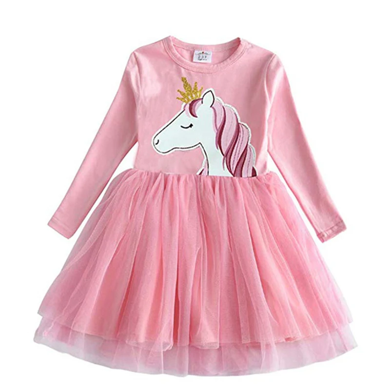 VIKITA Εμπορικό Παιδιά Φόρεμα για το Κορίτσι Κινούμενων σχεδίων Παιδιών Ρούχα για Κορίτσια Unicornio Φορέματα Παιδιών Μανικιών Βαμβακιού Μακριά Princess Tutu Φόρεμα
