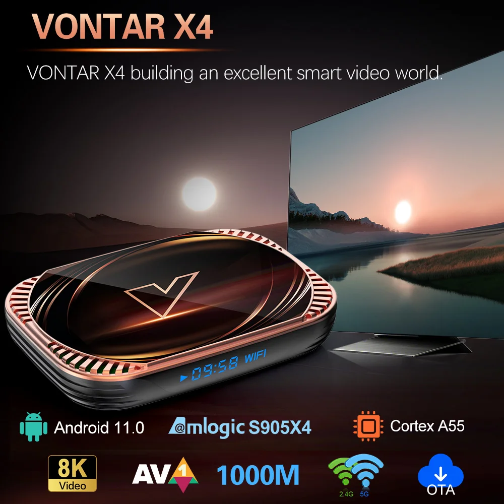 VONTAR X4 Amlogic S905X4 Android 11.0 Κιβώτιο TV 4GB-32GB 64GB 128GB μετασχηματιστή 1000M ο Διπλός Wifi AV1 8K Android Media Player 11