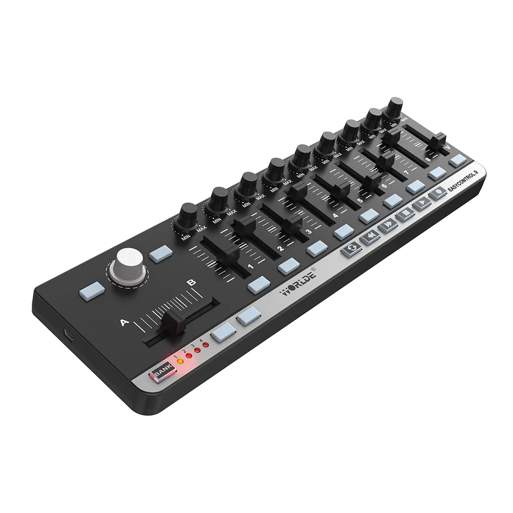 Worlde EasyControl.9 MIDI Ελεγκτής Φορητός Μίνι USB 9 Slim-Line Έλεγχο MIDI Πληκτρολόγιο Όργανα Ηλεκτρονικό Όργανο Πιάνο