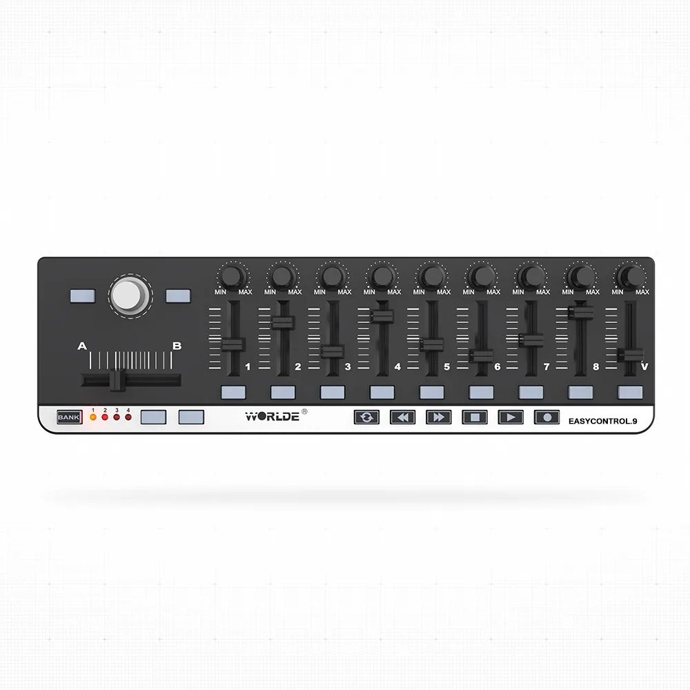 Worlde EasyControl.9 MIDI Ελεγκτής Φορητός Μίνι USB 9 Slim-Line Έλεγχο MIDI Πληκτρολόγιο Όργανα Ηλεκτρονικό Όργανο Πιάνο