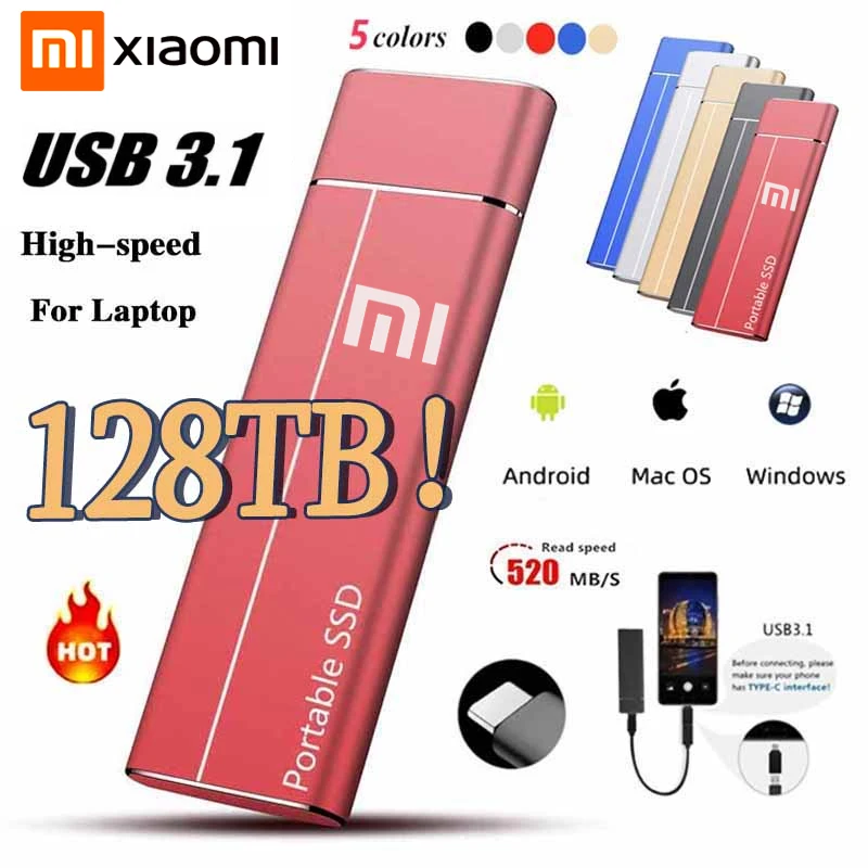 Xiaomi Υψηλής ταχύτητας Φορητός SSD 1TB 2TB 30TB Εξωτερικό Σκληρό Δίσκο Μαζικής Αποθήκευσης USB 3.0 Interface για τα Lap-top Σημειωματάριων Υπολογιστών