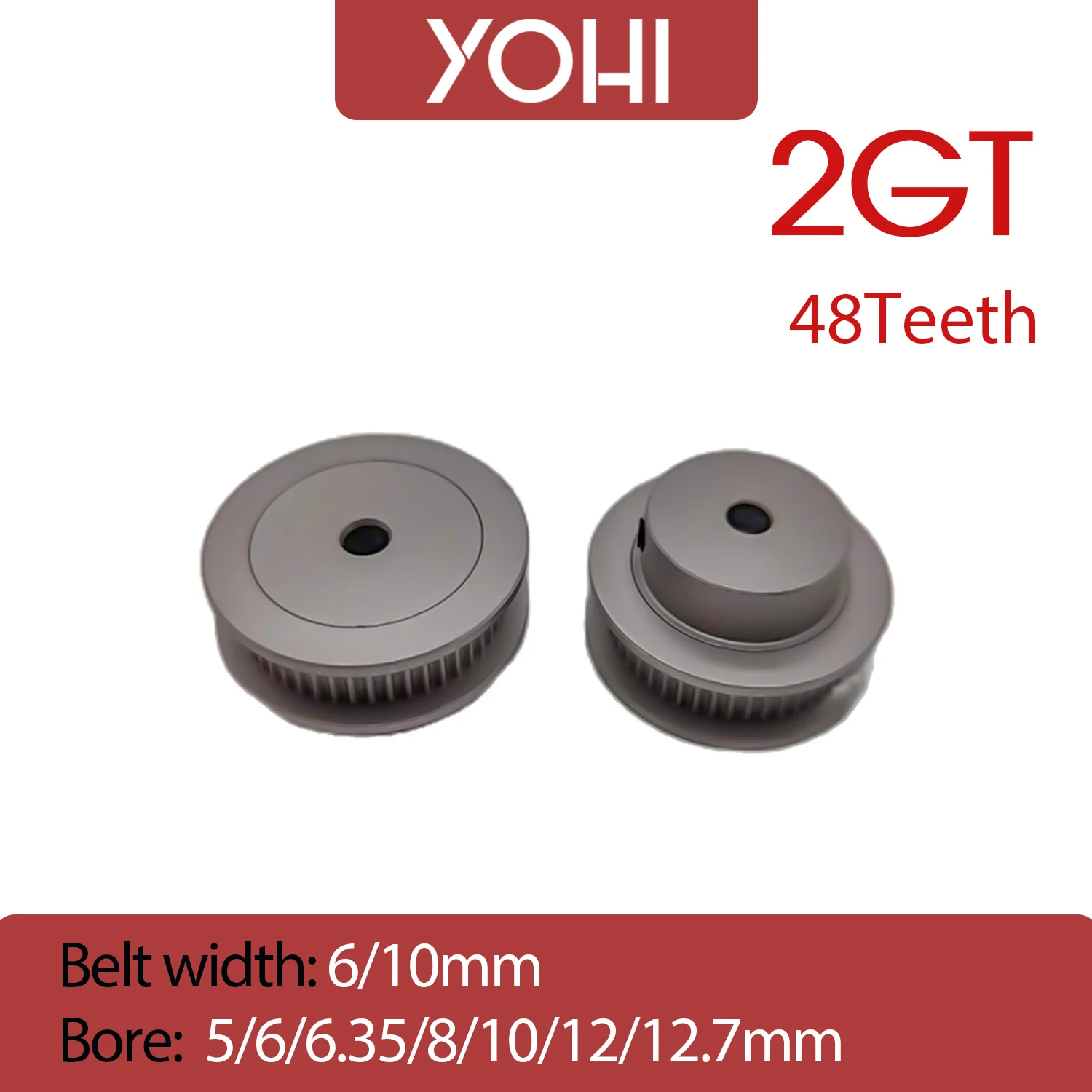Yohi 2GT Χρονοδιάγραμμα Pulley2M 48Teeth ζώνη πλάτους 6/10mm Άντεξε 5/6/6.35/8/10/12/12.7 mm για 2M 2GT GT2 Σύγχρονη 48Teeth