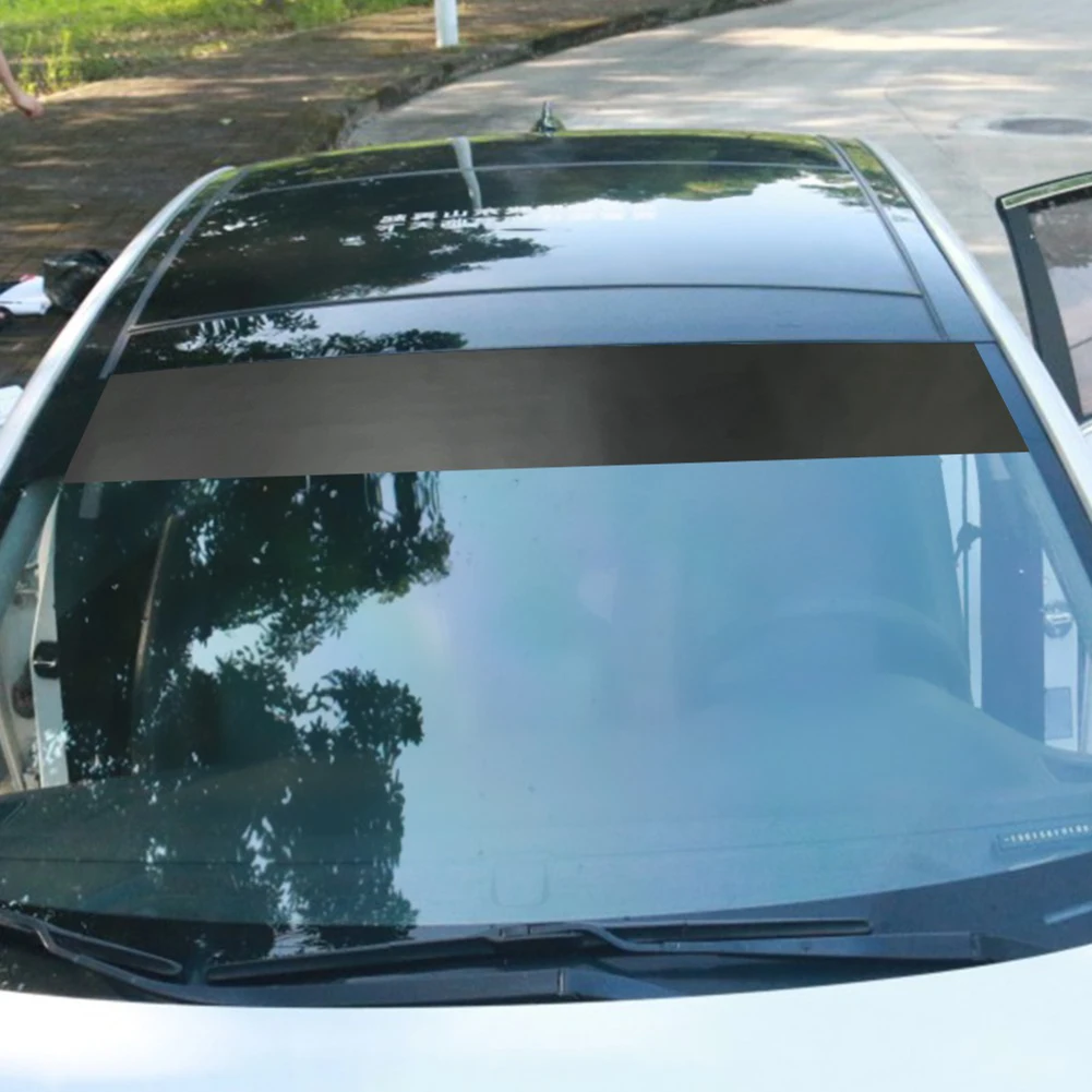 Αυτοκίνητο Μαύρο Ματ Ήλιο Λουρίδα Καθολική Αυτόματη Μπροστινή όψη Sunshade Παρμπρίζ Sunstrip Αυτοκόλλητων ετικεττών Decals 130x20cm Εξαρτήματα Αυτοκινήτων
