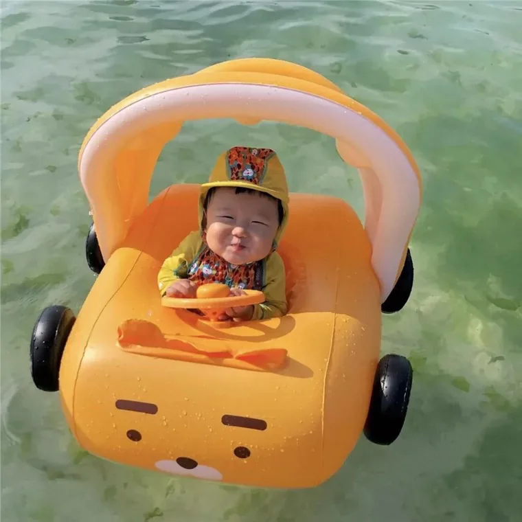 Αφαιρούμενο Σκίαστρο Μορφής Αυτοκινήτων Διογκώσιμη Πισίνα Float Κολυμπώντας Δαχτυλίδι Μωρών Float Κάθισμα με το Τιμόνι Καλοκαίρι Παραλία Κόμμα Πισίνα Παιχνίδι