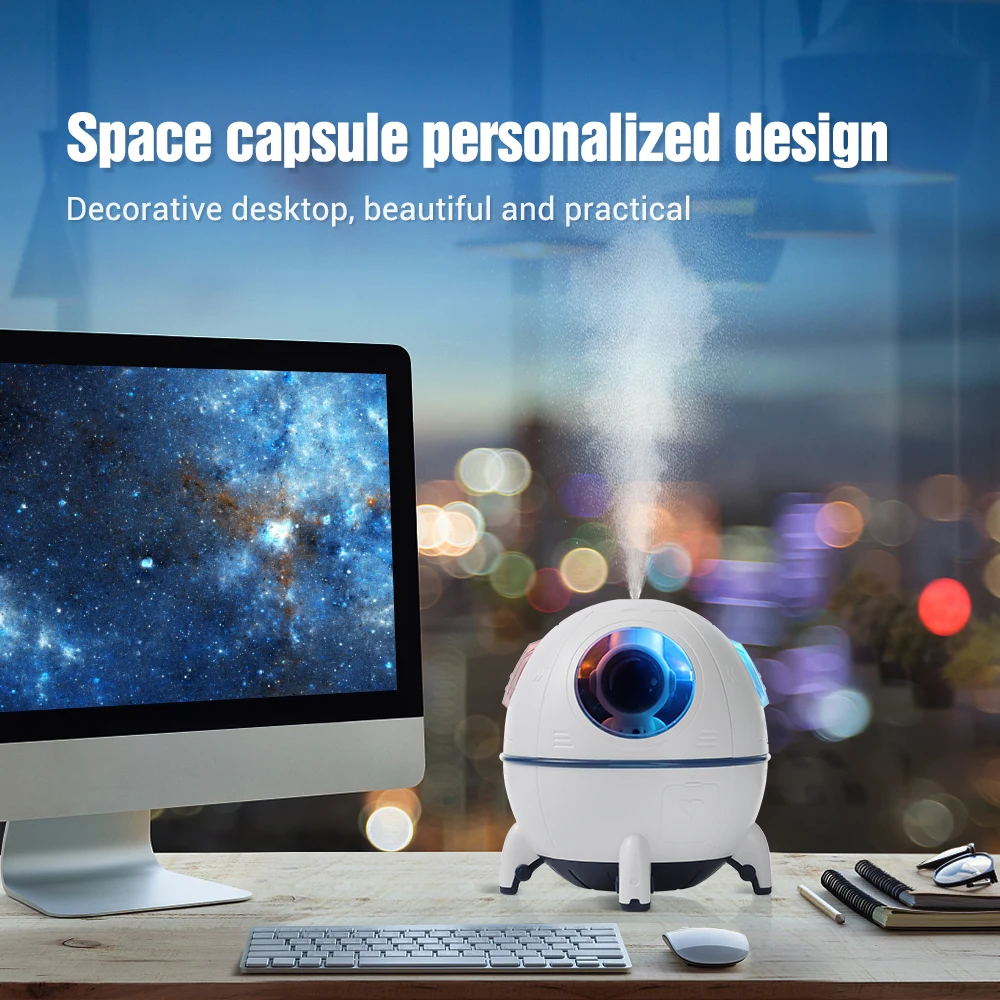 Διαστημική Κάψουλα USB Μίνι Υγραντής Αέρα με το Ζωηρόχρωμο Φως Αστροναύτης Κούκλα Αρωματικά Σπίτι το Διασκορπιστή Αρώματος για την Κρεβατοκάμαρα Ομίχλη Maker