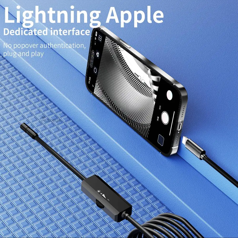 Ενδοσκόπιο με Κάμερα Για το iPhone της APPLE Lightning 8MM Αυτοκίνητα Ενδοσκοπική IP68 Αδιάβροχος 8 LEDs Ενδοσκοπίων Επιθεώρησης iPhone14 iPad iOS