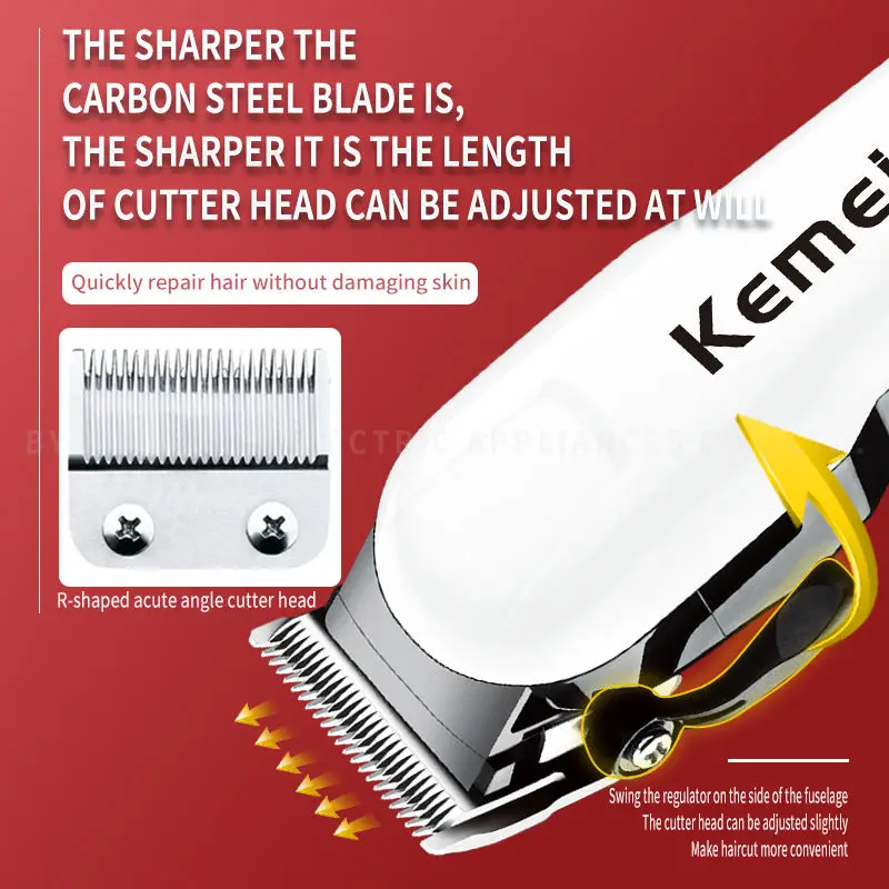 Επαγγελματική κουρευτική μηχανή Kemei επαναφορτιζόμενο ψαλίδι μαλλιών γενειάδα για τους άνδρες ηλεκτρική κοπή τρίχας εξαρτήσεων επαναφορτιζόμενη κούρεμα μηχανή