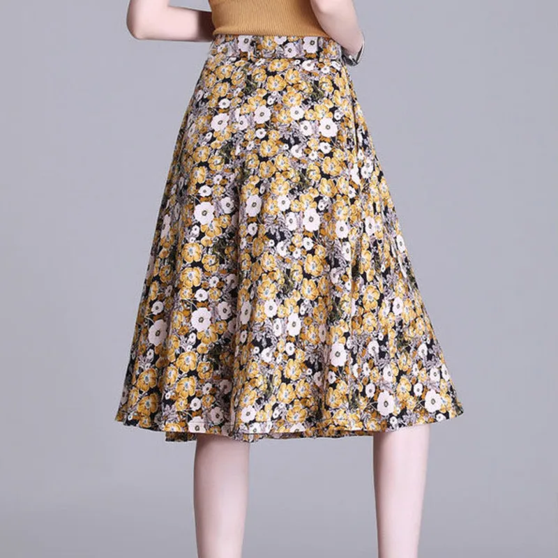 Καλοκαίρι Λεπτό Εκτύπωση Φούστα Παντελόνι Με Υψηλή Μέση Γυναικών Κορέας Fashion Casual Κομψό Άνετο Γόνατο Μήκος Σιφόν Ευρεία Πόδι Παντελόνι
