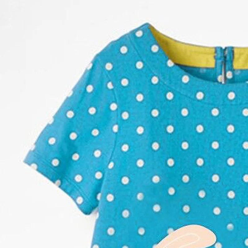 Μικρό maven 2023 Καλοκαίρι Φόρεμα από Βαμβάκι, με τα Παιδιά Όμορφα Casual Ρούχα με Γυαλιά Κουνέλι Μπλε Φορέματα για τα Παιδιά 2-7 έτος
