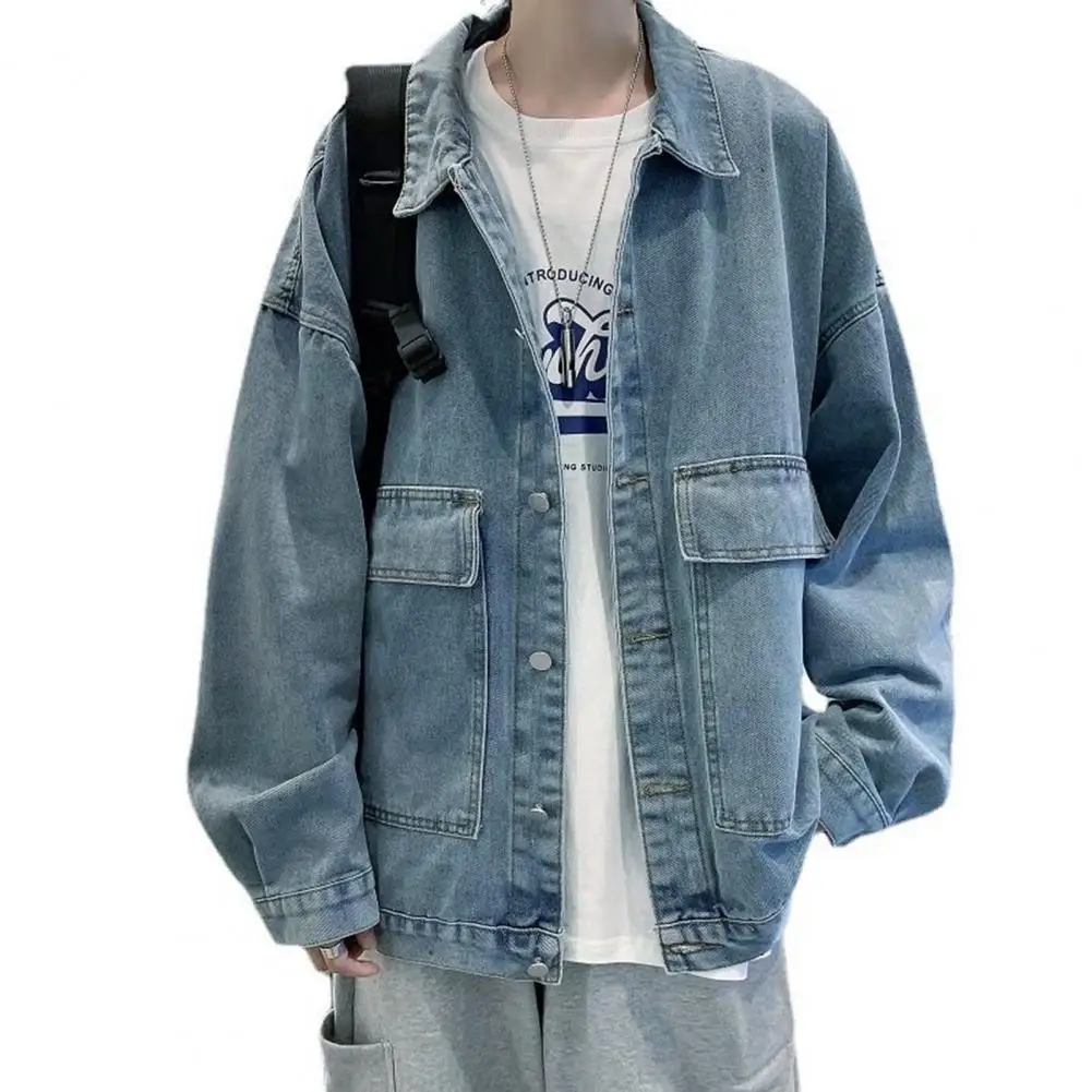 Μοντέρνα Συν Μέγεθος 3D Κοπή Αρσενικό Φθινόπωρο Χαλαρή εφαρμογή Πέτου Casual Τζιν Μπουφάν Streetwear Τζιν Outerwear Περιστασιακό Σακάκι