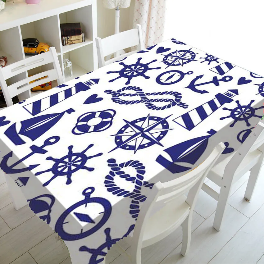Μπλε Και Άσπρες Ρίγες Κουζίνα Πολυτελείας Γαμήλια Διακόσμηση Τραπέζι Του Καφέ Τραπεζομάντιλο Αδιάβροχο Τραπεζομάντιλο Κάλυμμα De Πίνακα