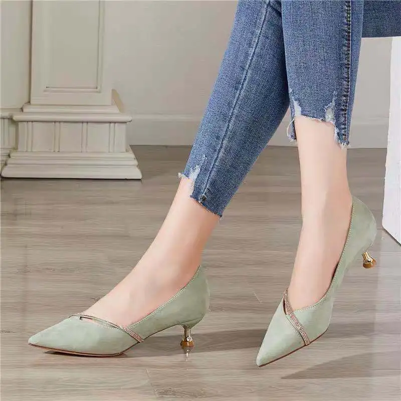 Μυτερά νεράιδα ενιαία παπούτσι γυναικεία 3CM, μικρό τακούνι παπούτσια σέξι 2023 νέα κορεατική έκδοση του στιλέτο τακούνια