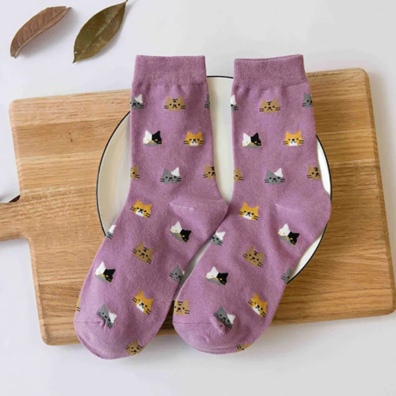 Νέα Αστράγαλος Βαμβακιού Κάλτσες Χαριτωμένο Γάτα Πολύχρωμο Αστεία Κάλτσες Casual Ζώων Φρούτα Κέικ Cartoon Κάλτσες για τα Κορίτσια