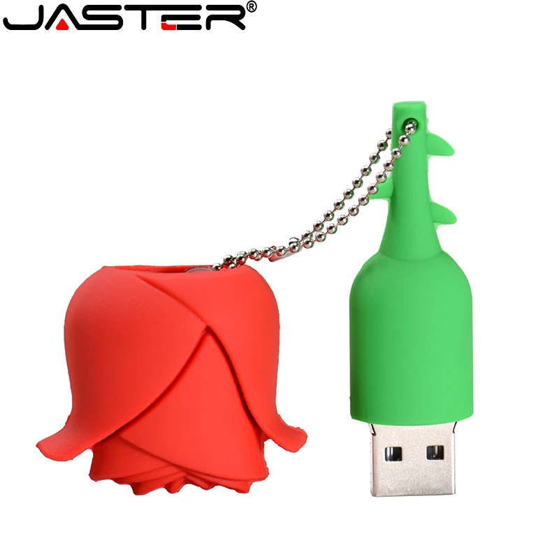 Ο τζάστερ Κόκκινα Λουλούδια USB Flash Drive 128GB Ροζ Memory Stick 64GB Δημιουργικό Δώρο για τα Παιδιά Μανδρών Drive 32GB Δωρεάν Βασική Αλυσίδα Pendrive
