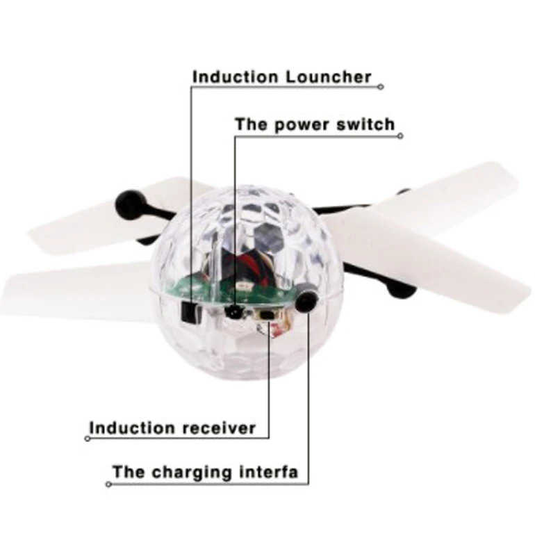 Παιδιά Πολύχρωμα Mini Drone Shinning των ΟΔΗΓΉΣΕΩΝ RC τηλεκατευθυνόμενο Ιπτάμενο Μπάλα Ελικόπτερο Φως Σφαιρών Κρυστάλλου Λάμποντας Παιχνίδια Μαγικό Μπάλα για το Άγχος