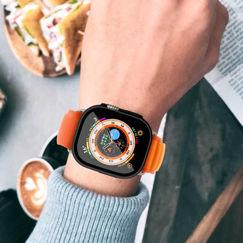 Προστάτης οθόνης για το Apple Watch Περίπτωση 49mm Εξαρτήματα κατά της Ομίχλης Μετριασμένη Γυαλιού+Σκληρό PC Προστάτης Προφυλακτήρων Κάλυψη iwatch Εξαιρετικά 49mm