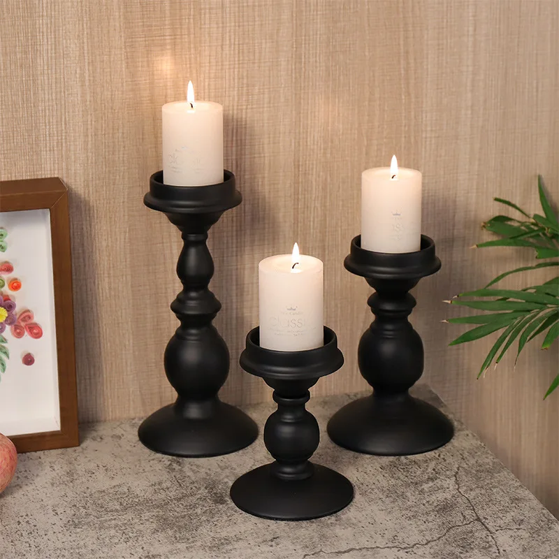 Σκανδιναβικό Στυλ Μαύρος Χρωματισμένος Σιδήρου Κάτοχος Κερί Μέταλλο Κεριών Κατόχων Διακοσμήσεις Γάμου Holiday Home Decor Κάτοχος Κεριών
