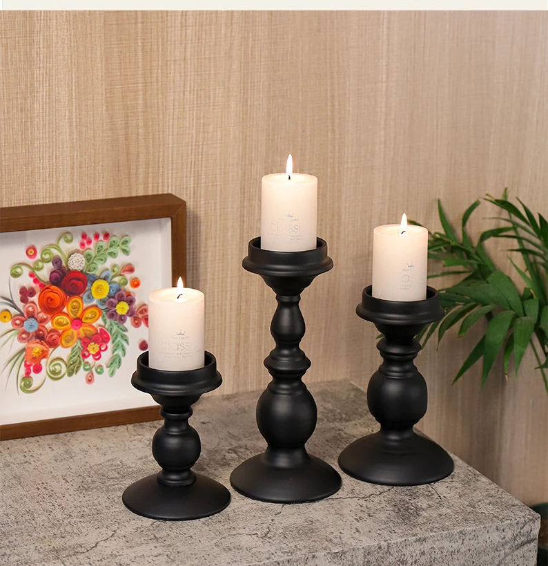 Σκανδιναβικό Στυλ Μαύρος Χρωματισμένος Σιδήρου Κάτοχος Κερί Μέταλλο Κεριών Κατόχων Διακοσμήσεις Γάμου Holiday Home Decor Κάτοχος Κεριών