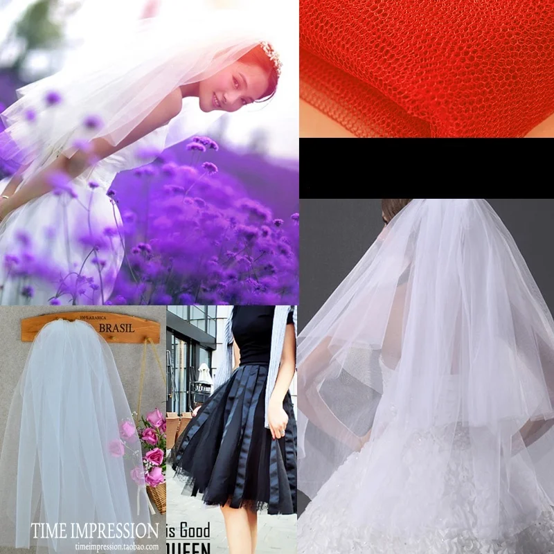 Στερεό χρώμα Σκληρό Τούλι Ύφασμα Ράψιμο για το Γαμήλιο Φόρεμα Πριγκίπισσα Φορέματα DIY Ρούχα Διακόσμηση Ύφασμα Πλέγματος με το μέτρο