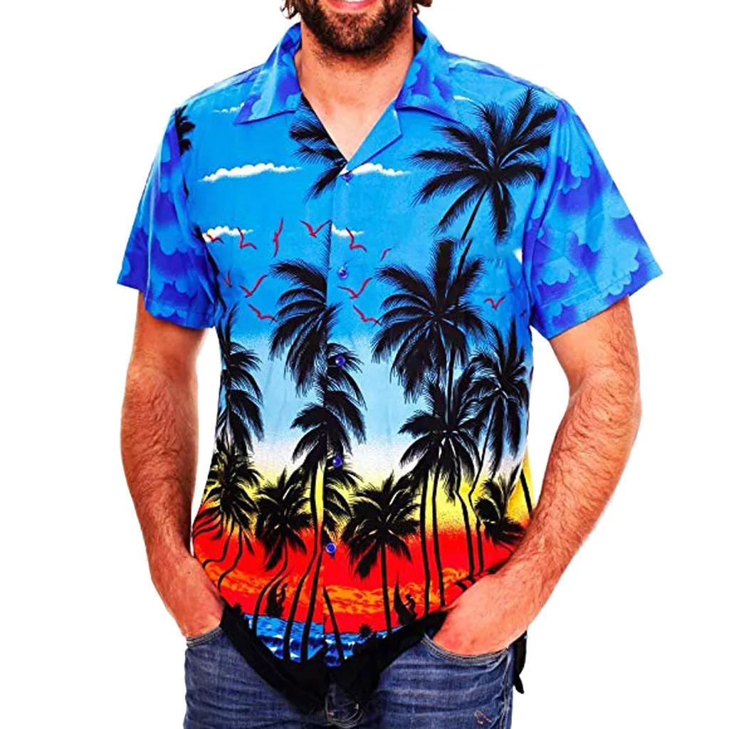 Το 2022, για Άνδρες Χαβάης Πουκάμισο 5xl Καλοκαίρι Casual Μόδα 3d Print Πουκάμισο Για τους Άνδρες Χαλαρά Παραλία Κορυφές Καρύδας Δέντρο Τυπωμένο Πουκάμισο Ανδρών