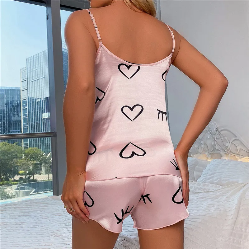 Το καλοκαίρι Πιτζάμες για τις Γυναίκες το 2023 Σέξι Σπίτι Ρούχα SleepwearTank Κορυφή Ταιριάζει με Σορτς Χαριτωμένο Εσώρουχο Μαλακό Αμάνικες Νυχτικά