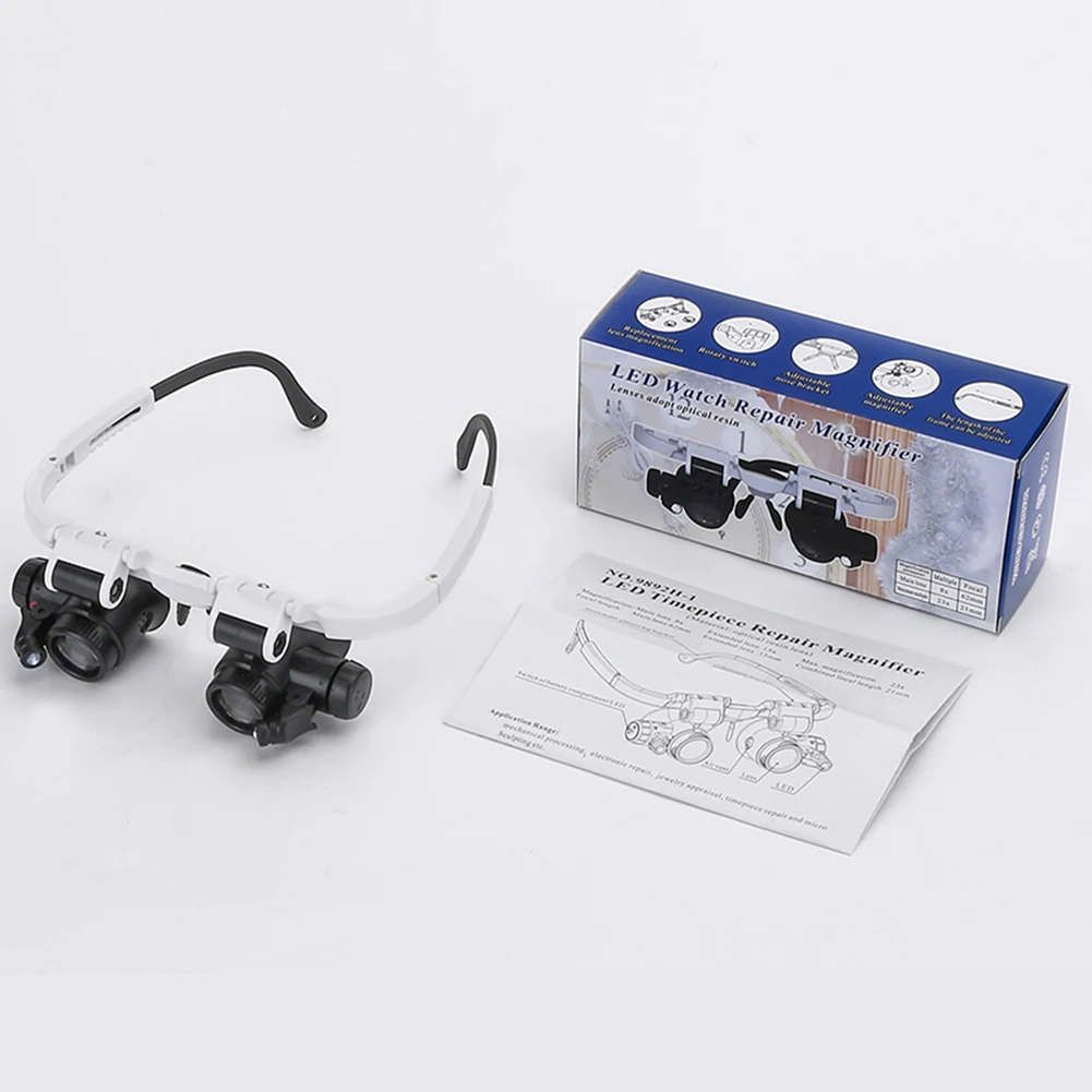 Φορητός Μεγεθυντικός φακός Γυαλιά Loupes w/ LED Κοσμηματοπωλείο Ρολόι Επισκευή Μεγεθυντικό Eyewear
