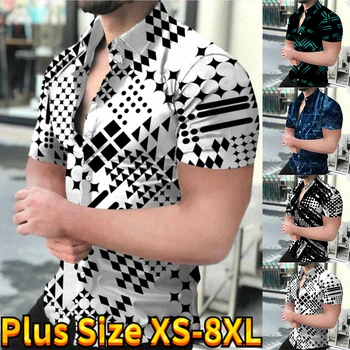 Άντρες Νέο Κλασικό Σχεδιασμό Κουμπί-κάτω Πουκάμισο κοντομάνικο Καθημερινή Casual Πουκάμισο Μόδας Λεπτή Εκθαμβωτικό Χρώμα Εκτύπωσης Πουκάμισο XS-8XL