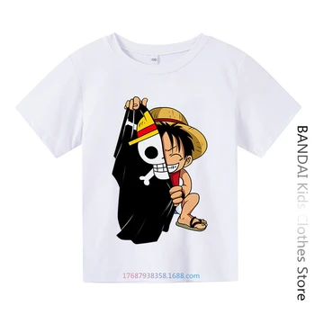 Ένα Κομμάτι Tshirt παιδικά Ρούχα για Παιδιά Καθαρό Βαμβάκι T-shirt Δροσερό Κινουμένων σχεδίων Anime Καλοκαίρι Περιστασιακές Κορυφές Τεε Luffy Αγόρι Κορίτσια Streetwear