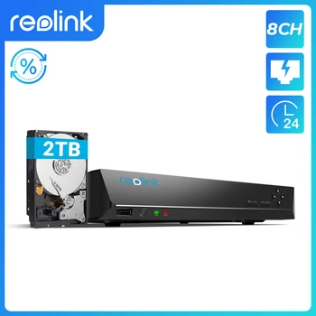 [Ανανεωμένο 8CH DVR]Reolink 8ch DVR για Reolink 4MP/5MP/4K/12MP κάμερα ip P2P 24/7 H. 265 Video Recorder 2TB HDD RLN8-410 NVR