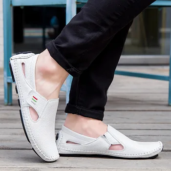 Ανδρικά μοκασίνια Συν μέγεθος 47 48 δερμάτινα sneakers σε λευκό αρσενικό κομψό στυλ παπούτσια το καλοκαίρι ντύνεται επίσημα παπούτσια