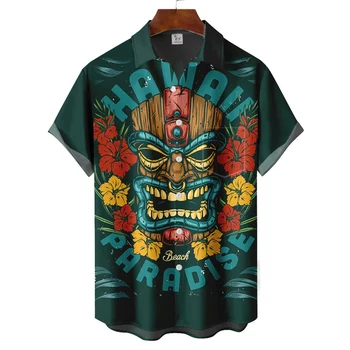 Ανδρικό Πουκάμισο Μάσκα Χαβάης Πουκάμισο Για τους Άνδρες Streetwear Harajuku Ανδρικής Ένδυσης Εθνοτικές Πέτου T-shirt Μόδας Αναψυχής Κορυφή Μπλούζα