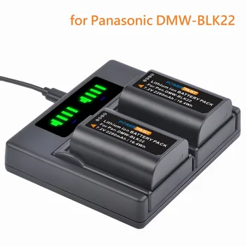 Αντικατάσταση Μπαταριών / Διπλός Κόλπος Μπαταρία Φορτιστής για Panasonic DMW-BLK22 και Lumix DC-S5, GH6, GH5 II, DC-S5KK Ψηφιακές Φωτογραφικές μηχανές
