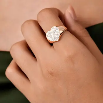 Απλό Κρύσταλλο Μεγάλη Καρδιά Δαχτυλίδια για τις Γυναίκες Βρόχος Δάχτυλων Rhinestone Γάμο Αρραβώνα Θηλυκό Νέο Πολυτελές Ζευγάρι Κορίτσι Κοσμήματος Δώρων