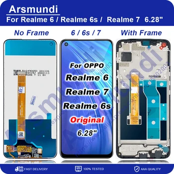 Αρχικά Για Realme 6 6s 7 LCD Επίδειξη Πλαισίων Οθόνης Αφής Πίνακα Ψηφιοποίησης Για Realme7 Συνέλευση Επίδειξης 6.5