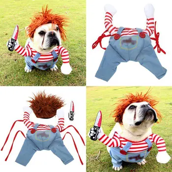 Αστείο Σκύλο Ρούχα Σκυλιά Cosplay Κοστούμι Αποκριών Κωμικό Ρούχα Κρατώντας ένα Σετ Μαχαιριών της Pet Σκυλιών Γατών Φεστιβάλ Κόμμα Ρούχα