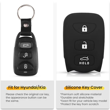 ΒΑΣΙΚΌΣΑΣ Σιλικόνης Κλειδί του Αυτοκινήτου Περίπτωση Κάλυψης Για τη Hyundai Tucson Σονάτα Σάντα ΦΕ Carens Αντικατάσταση 3+1 Κουμπιά