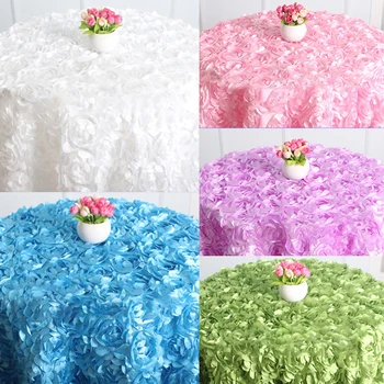Γαμήλιο τραπέζι πανί κεντά ροζέτα λουλούδι 3D κάλυψη τραπέζι συμποσίου ξενοδοχείων κόμμα κύκλος/ορθογώνιο πίνακες διακοσμήσεων δώρο Χριστουγέννων