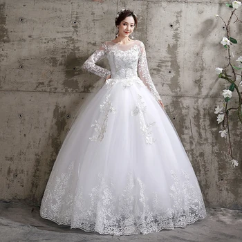 Γαμήλιο Φόρεμα Το 2023 Νέα Birde Μακρύ Μανίκι Φόρεμα Πολυτελή Γαμήλια Φορέματα Δαντελλών Vestido De Noiva Ρόμπα De Mariee Συν Το Μέγεθος