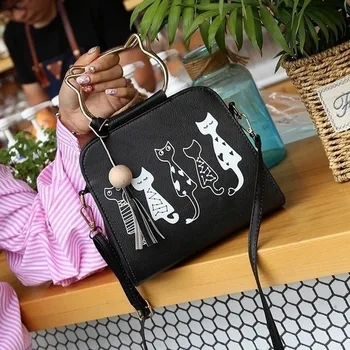 Γυναικών κορεατική Έκδοση του Το Νέο Trend Εκτύπωση, Τσάντα Ώμων Μόδας Απλή Τσάντα Διαγώνια Γάτα Τσάντα Λαβών