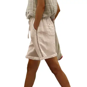 Γυναικών Σορτς Φορτίου Παντελόνι Σορτς Ελαστική Μέση Παντελόνι Βαμβάκι, Λινό Τσέπη Το Καλοκαίρι Στην Παραλία Στερεό Χρώμα Αδυνατίσματος Comfot Αναπνεύσιμος