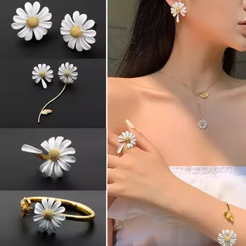 Δημιουργική Μόδας Daisy Μέλισσα Ανοικτό Σχέδιο Βραχιόλι Δαχτυλίδι Κολιέ Σκουλαρίκι Ζωγραφισμένο Λουλούδι για τις Γυναίκες Φόρεμα Μόδας Κοσμήματα