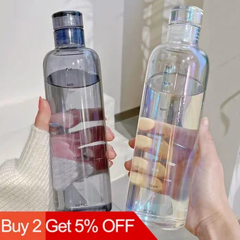Διαφανή Πλαστικό Μπουκάλι Νερό με τη χρονική Κλίμακα Μεγάλης περιεκτικότητας Leakproof Ποτό Μπουκάλι Drop-ανθεκτικό Φλυτζανιών Ποτών Για τα Αθλητικά Ταξίδια